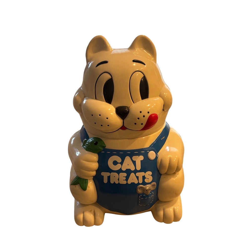 Vintage Cat Treats Container, no longer talks‎